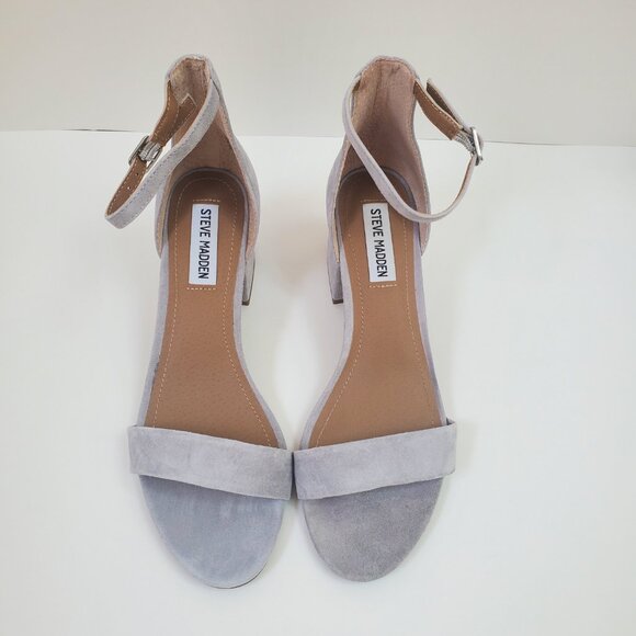 Steve Madden Irenee Gray Suede Block Heels - Like New With Box - Picture 3 of 12